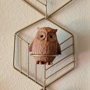 3 Hand-carved Owls Nesting MCM Style